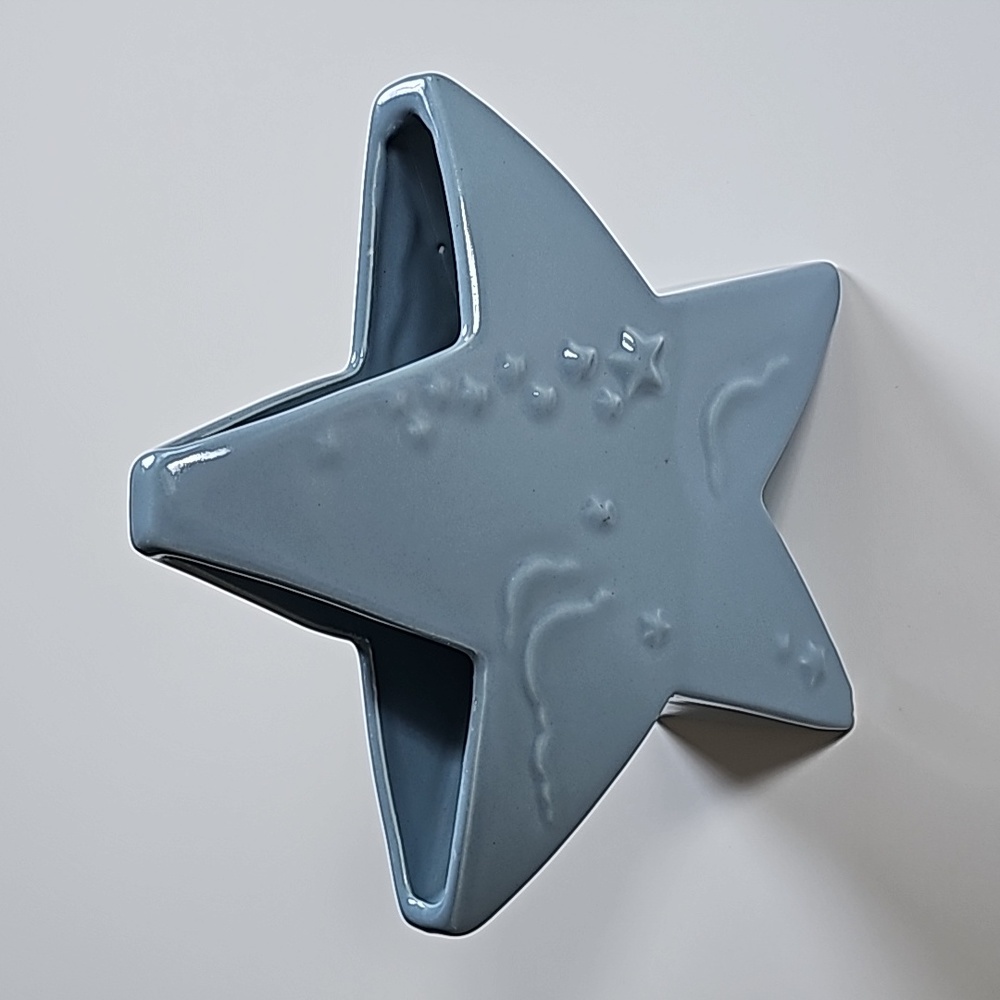Vintage Ceramic Abingdon Pottery USA Blue Shooting Star Double Vase Planter